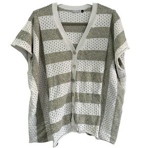 Zaket & Plover Women’s Pointelle Detail Button Down Short‎ Sleeve Cardigan  Sz S